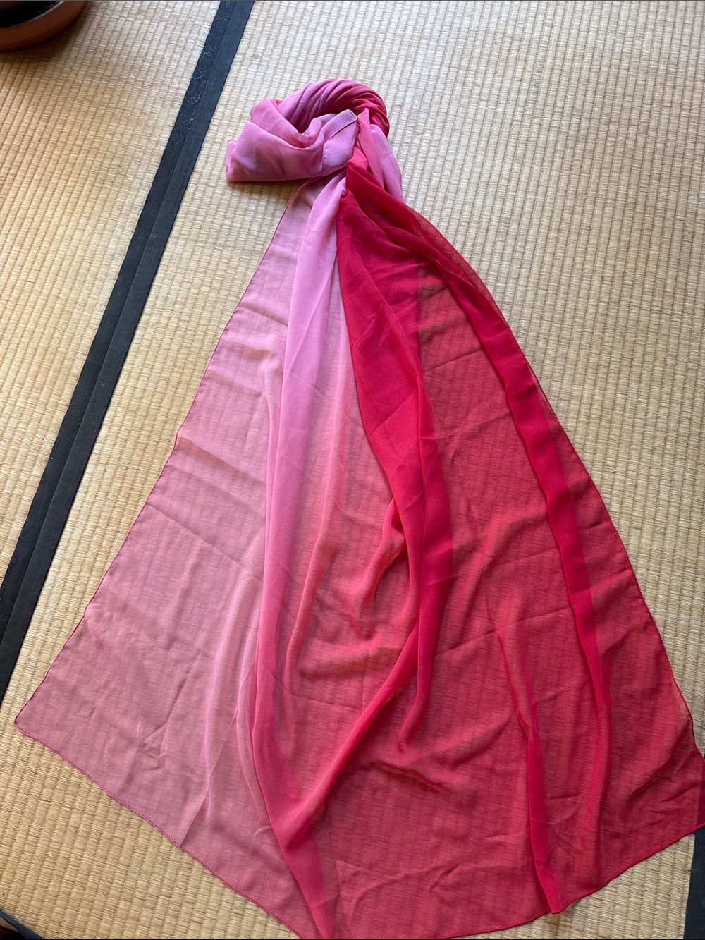 Oversized Ombré Sunset Colors Poly Scarf